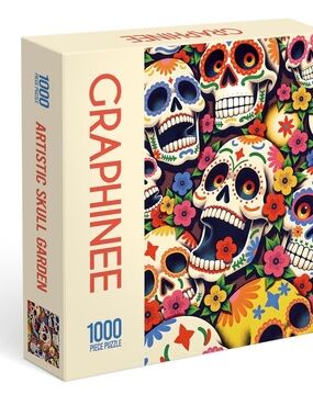 Graphine 1000-Piece Puzzle - Colorful Sugar Skull Garden